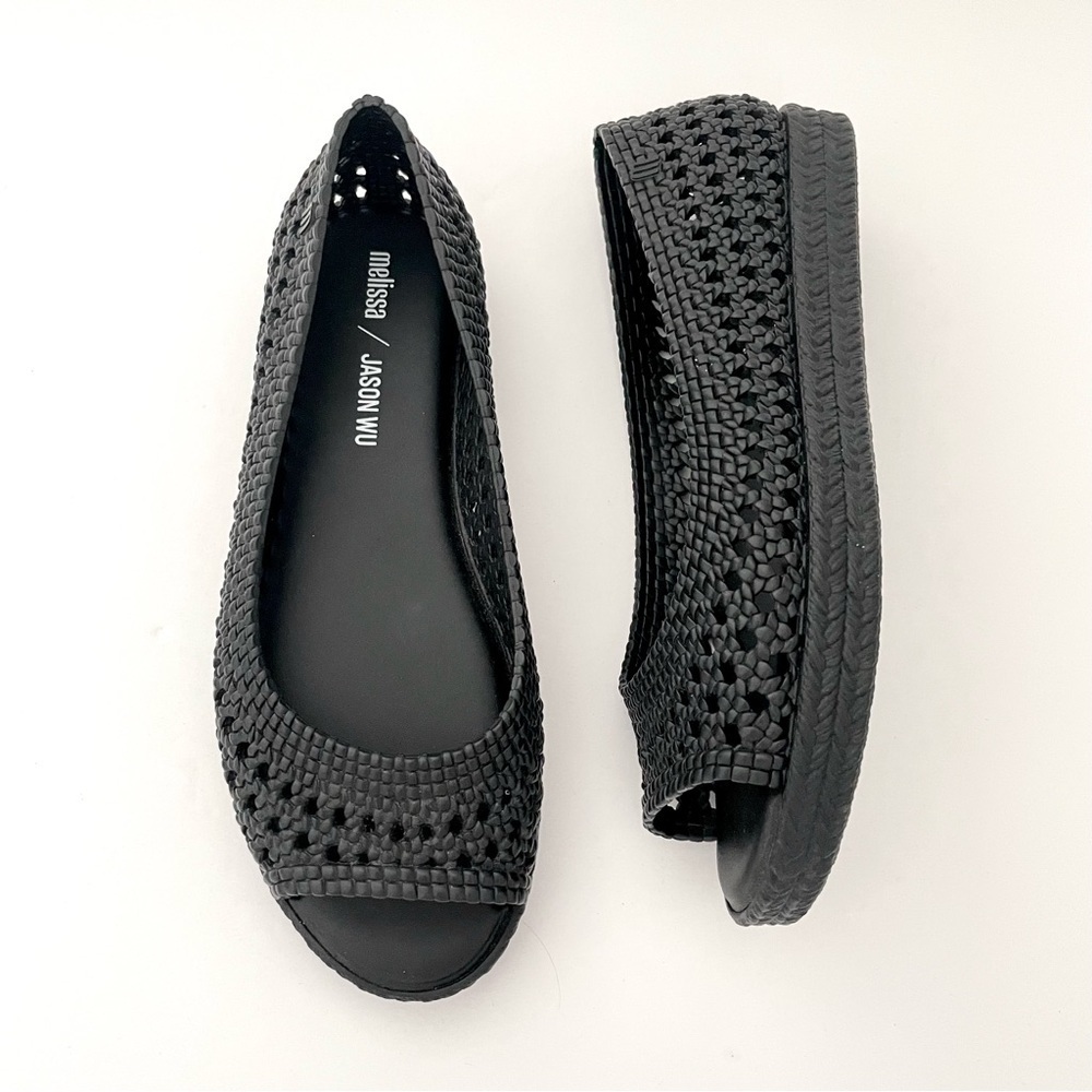 Melissa x Jason Wu Camilla Woven Open Toe Flat black Espadrille open toe 7